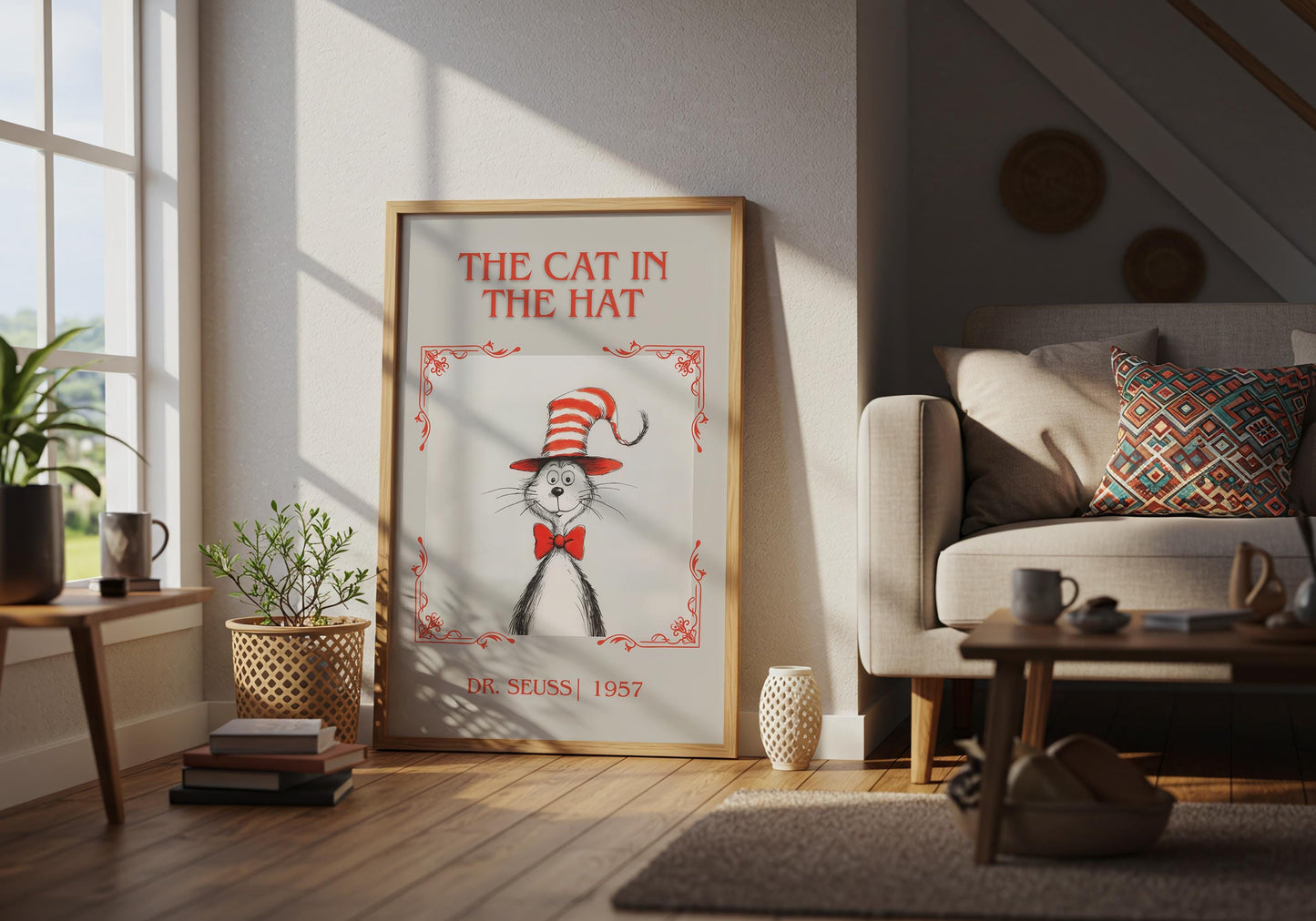 The Cat In The Hat by Dr. Seuss | Descriptive Book Poster | Minimalist