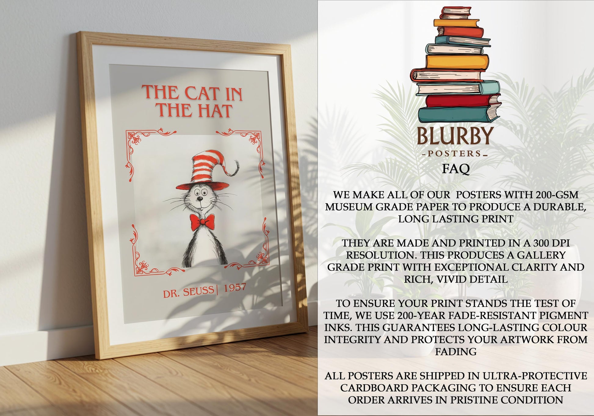 The Cat In The Hat by Dr. Seuss | Descriptive Book Poster | Minimalist