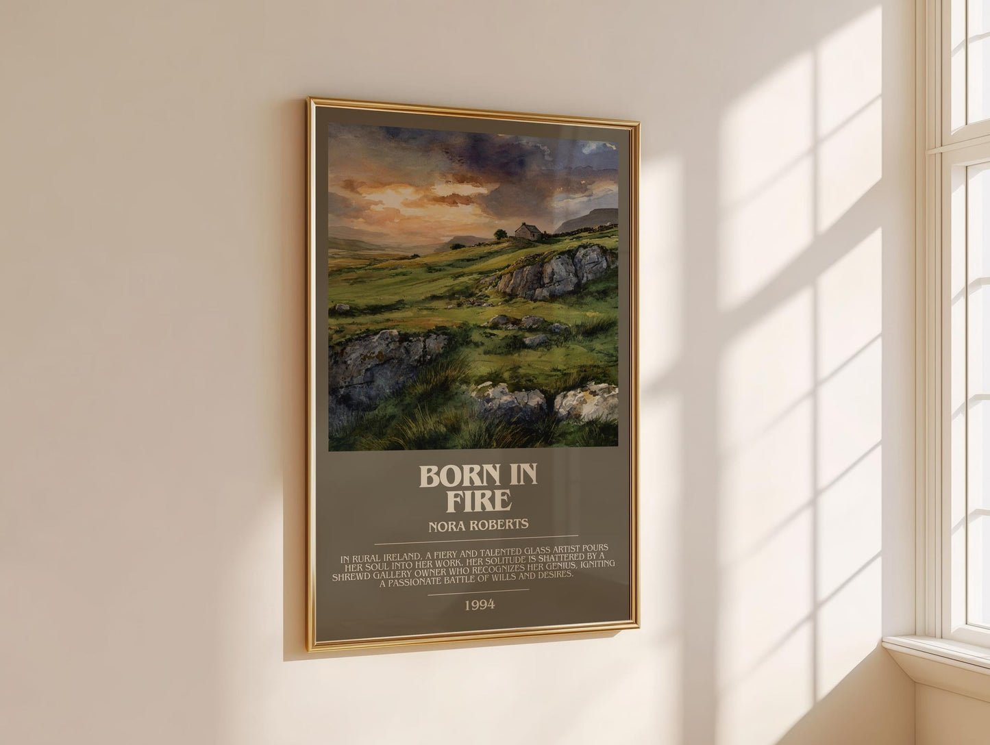 Born in Fire bookish book poster framed on wall – romance wall art