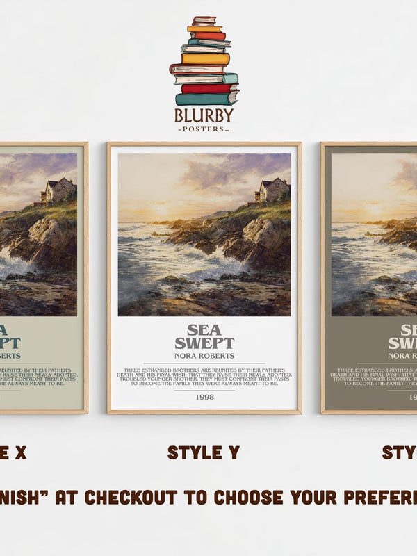Sea Swept bookish poster colour and style options – Nora Roberts book art