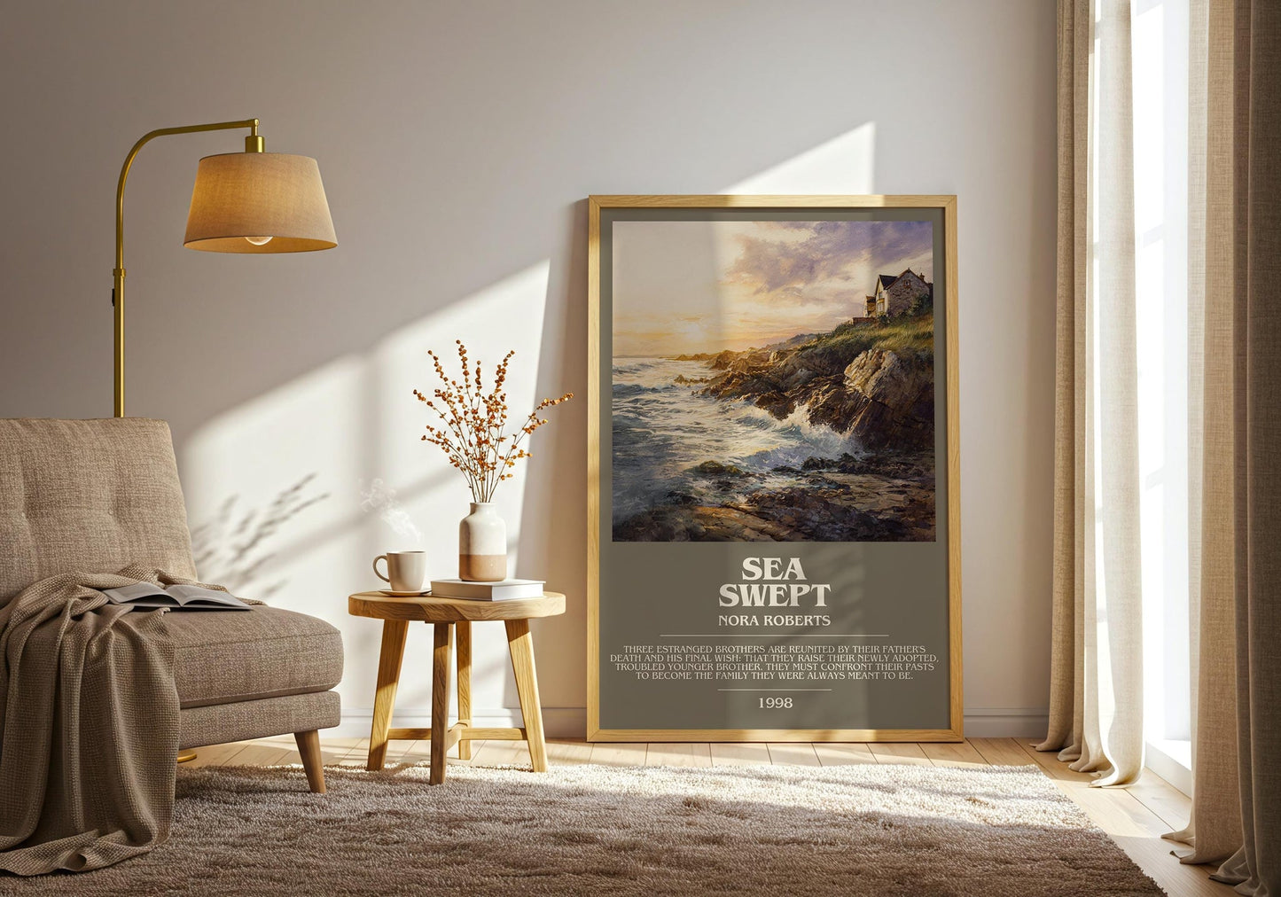Sea Swept bookish print on bookshelf – Nora Roberts fan gift