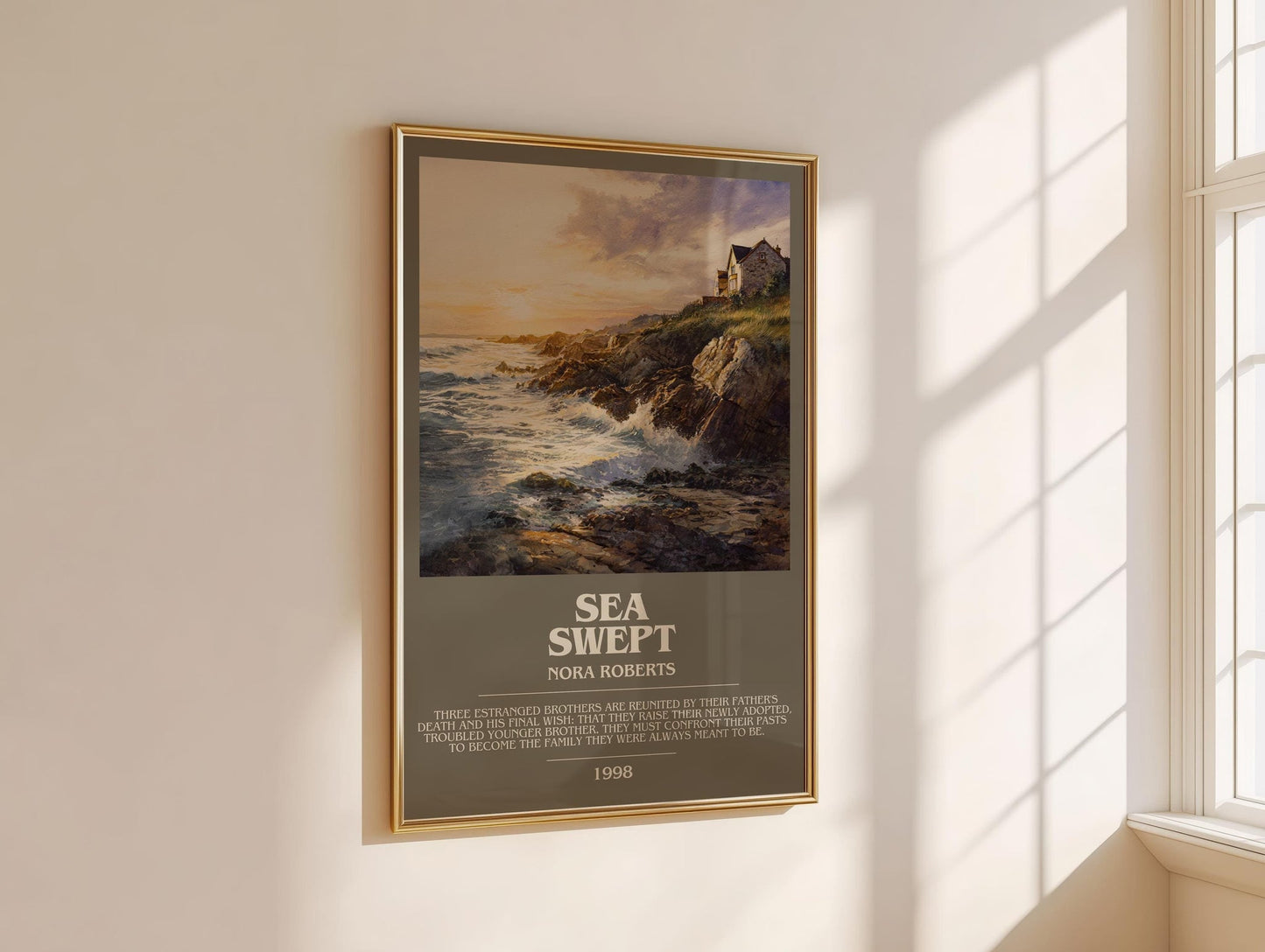 Sea Swept bookish book poster framed on wall – romance wall art