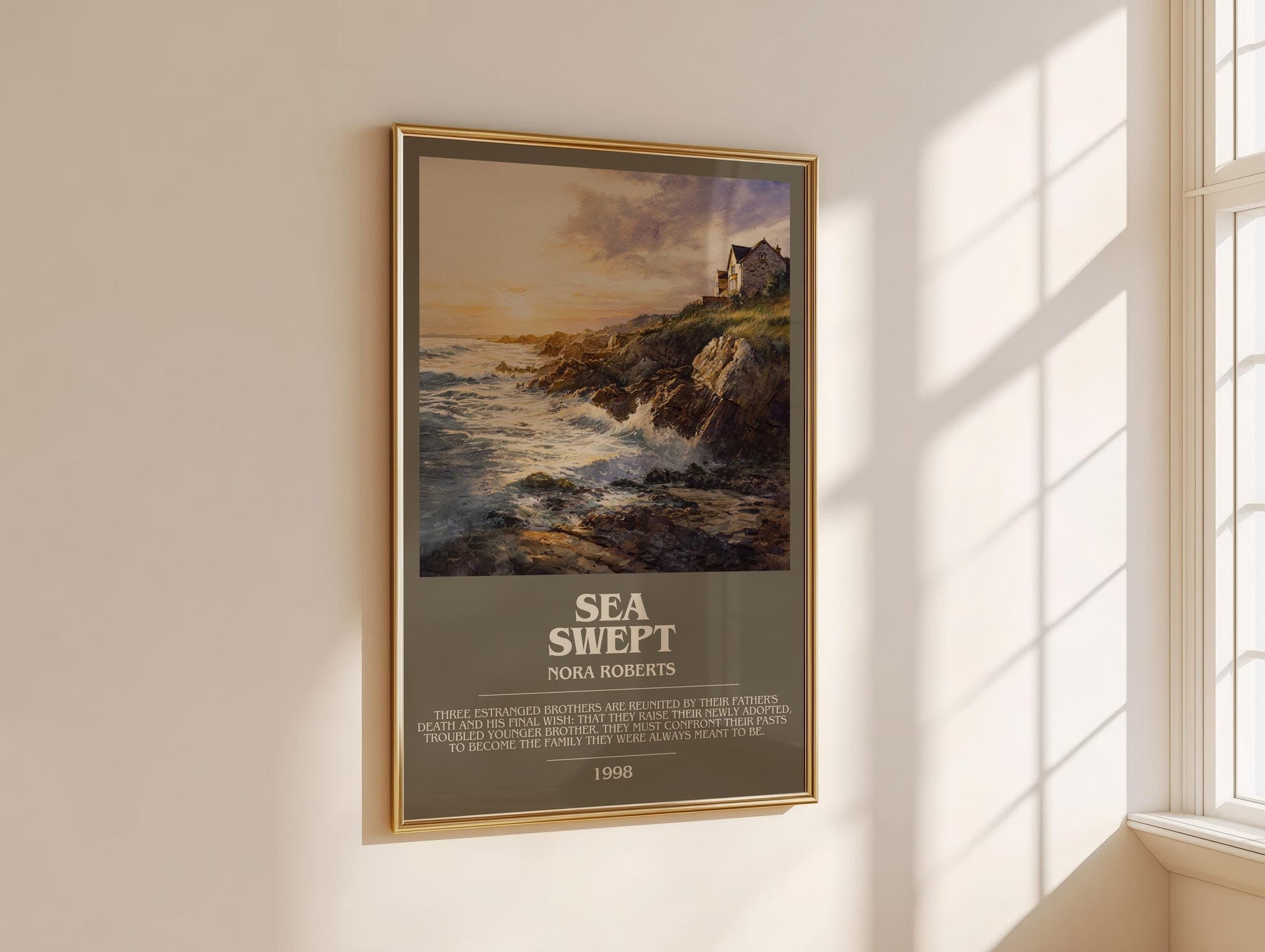 Sea Swept bookish book poster framed on wall – romance wall art