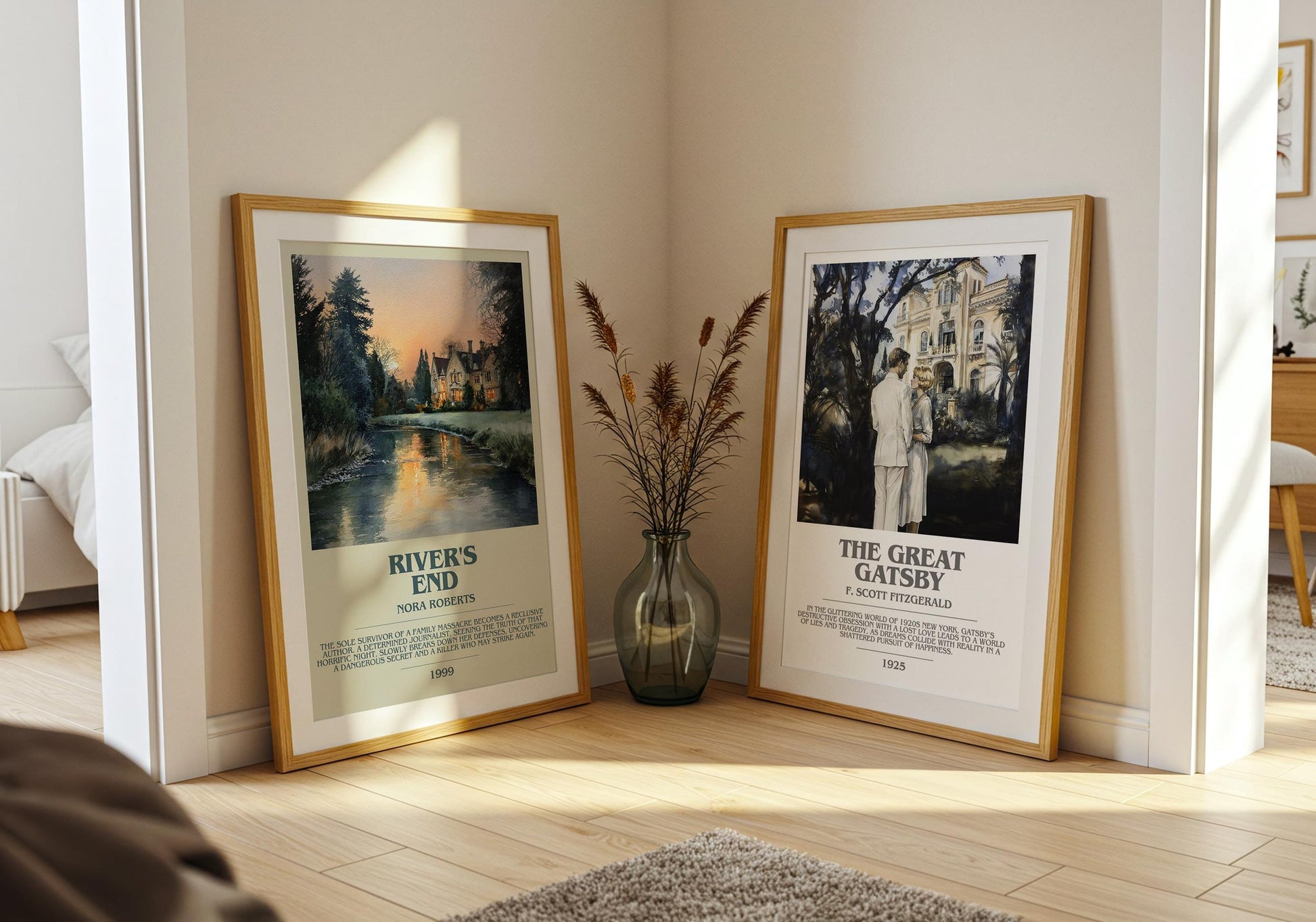 River's End bookish poster paired in gallery wall – literary art prints