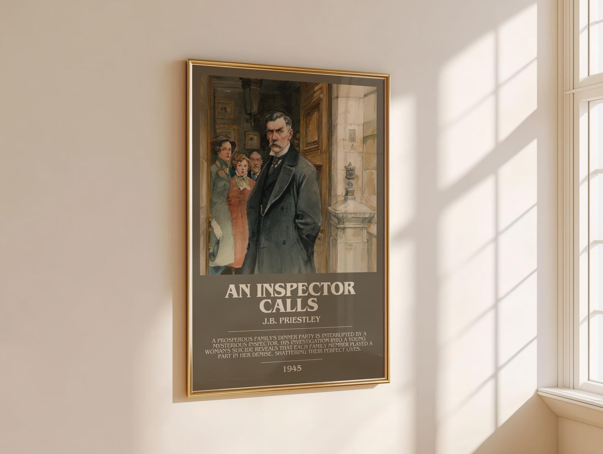 An Inspector Calls bookish book poster framed on wall – classic literature wall art