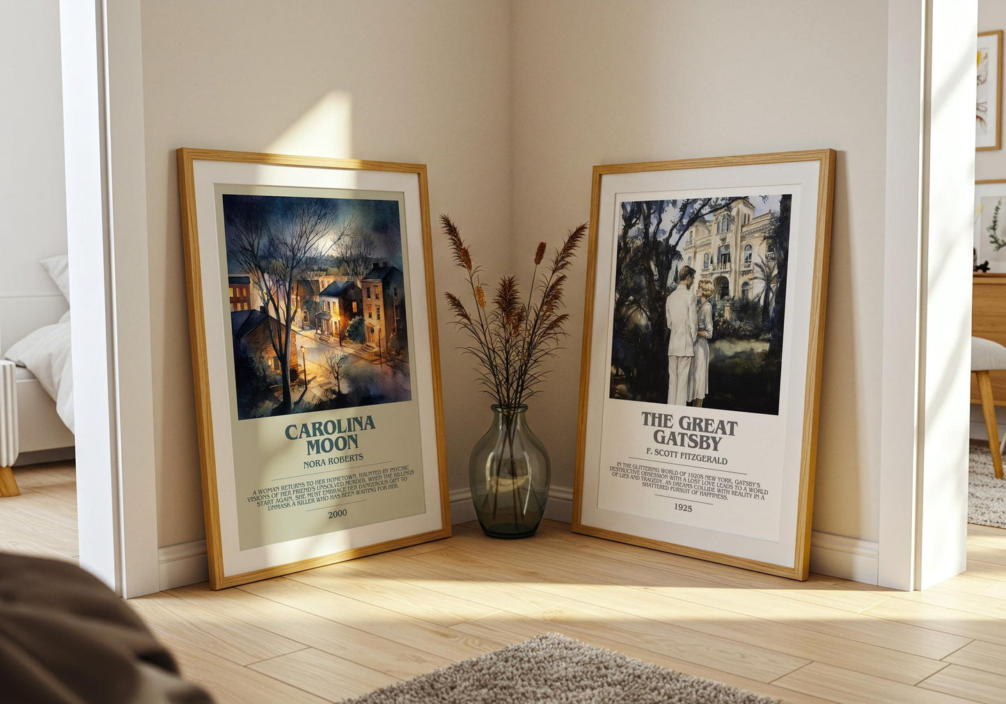 Carolina Moon bookish poster paired in gallery wall – literary art prints