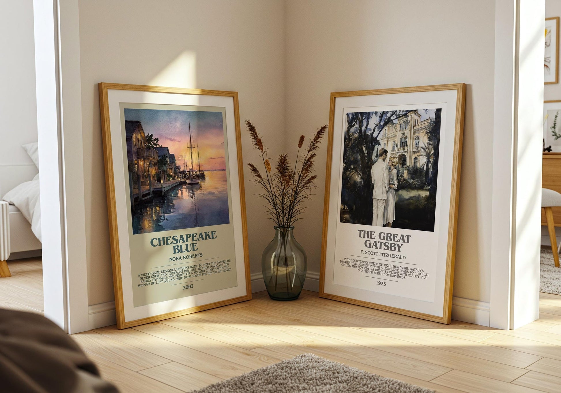 Chesapeake Blue bookish poster paired in gallery wall – literary art prints