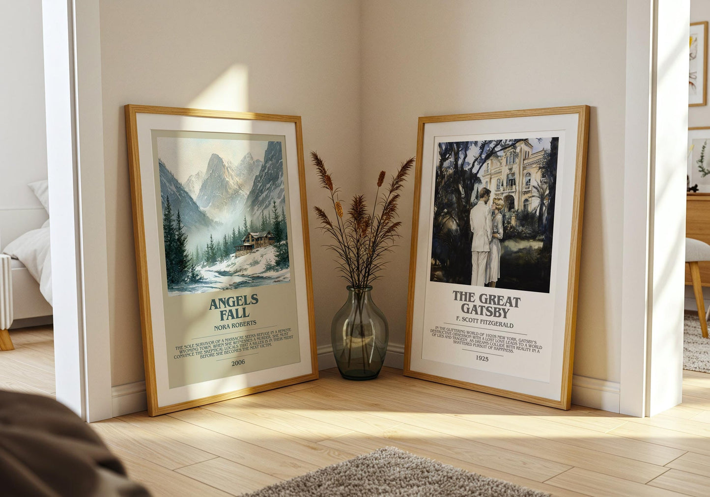 Angels Fall bookish poster paired in gallery wall – literary art prints