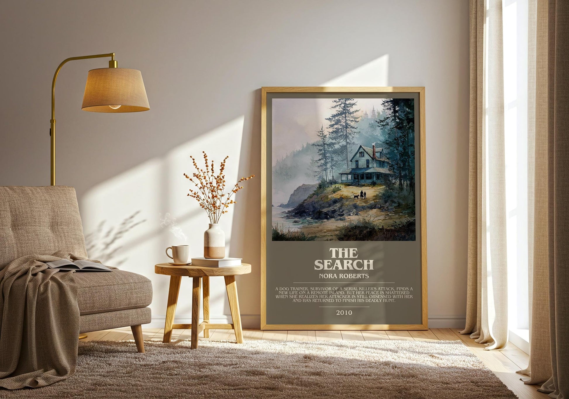 The Search bookish print on bookshelf – Nora Roberts fan gift