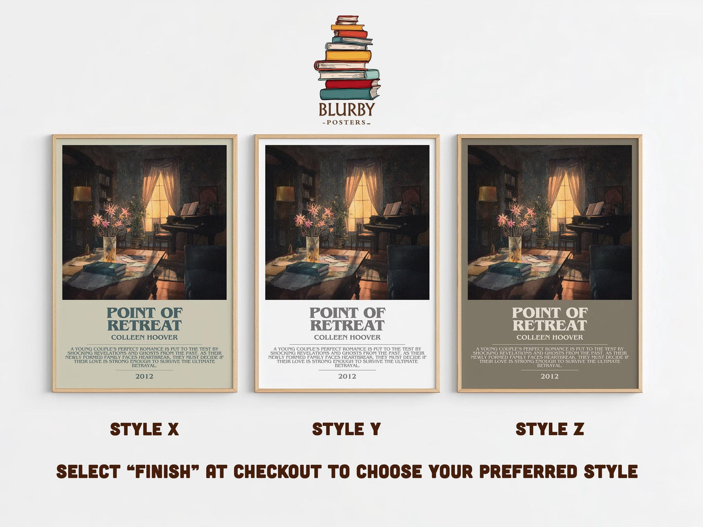 Point Of Retreat bookish poster colour and style options – Colleen Hoover book art