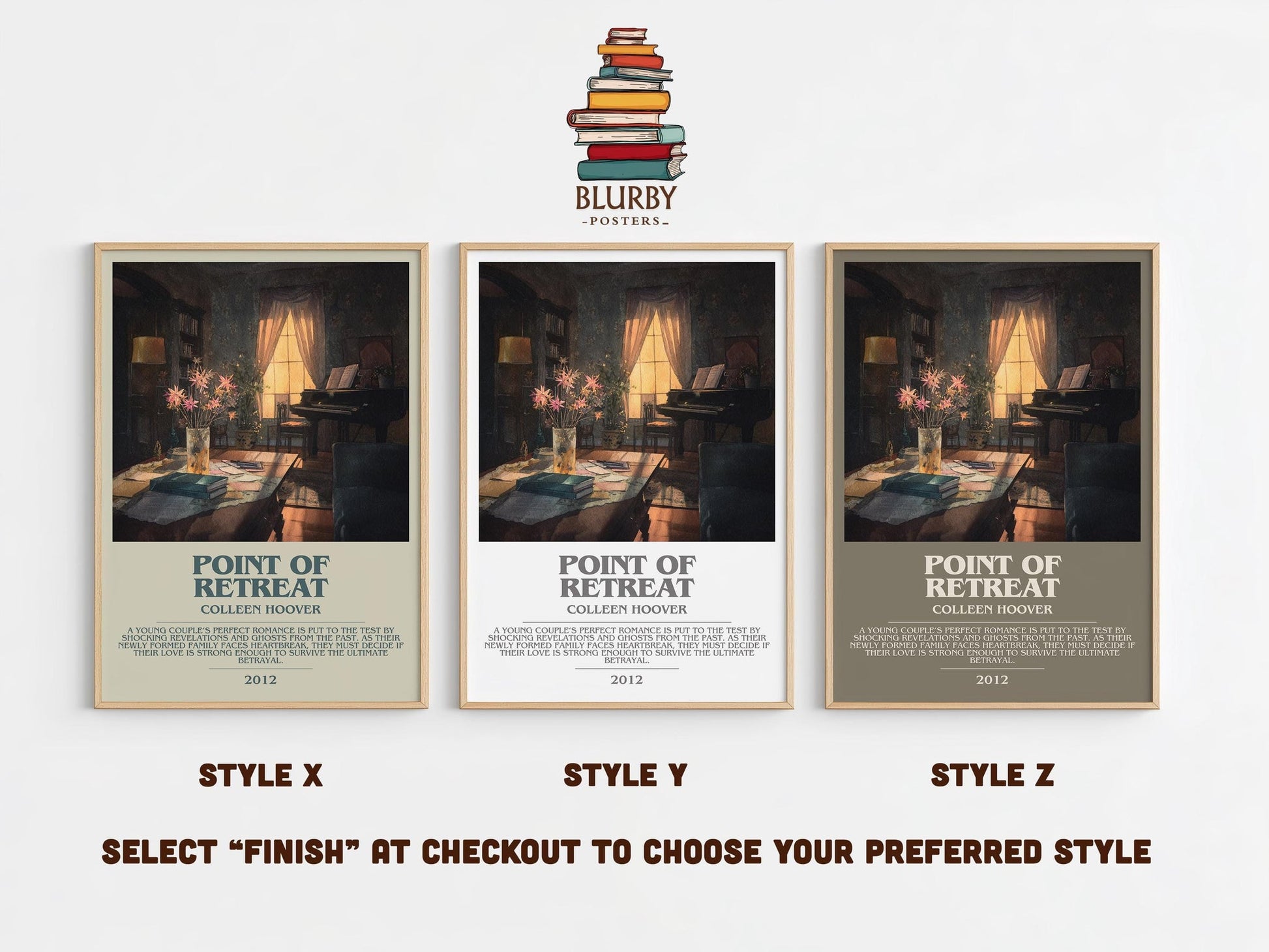 Point Of Retreat bookish poster colour and style options – Colleen Hoover book art