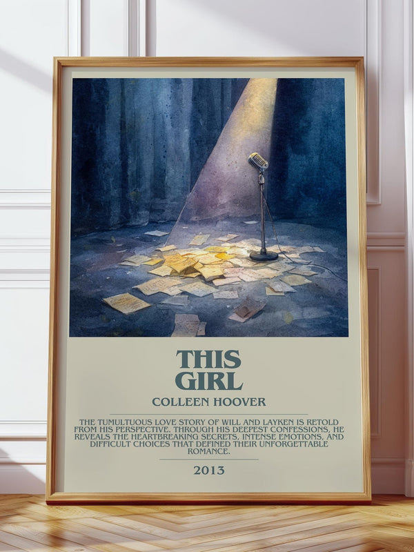 This Girl bookish print in frame leaning in hallway – romance wall art