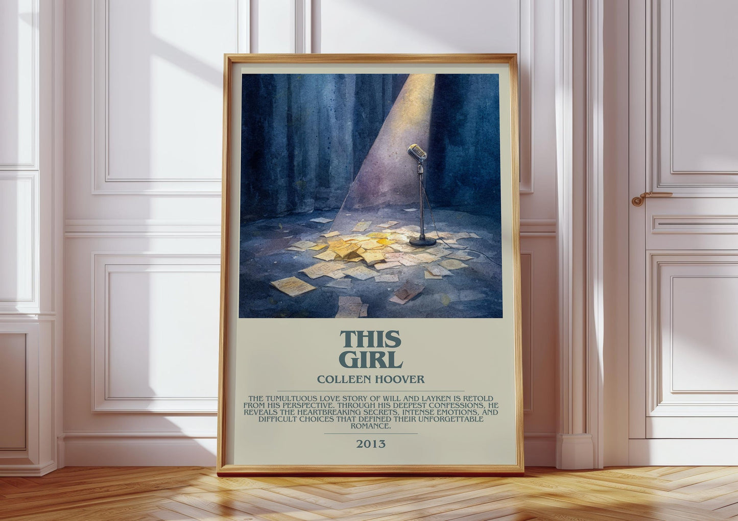 This Girl bookish print in frame leaning in hallway – romance wall art