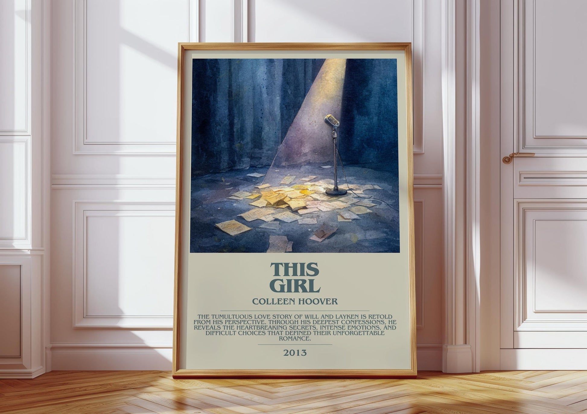 This Girl bookish print in frame leaning in hallway – romance wall art