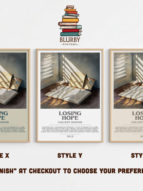 Losing Hope bookish poster colour and style options – Colleen Hoover book art