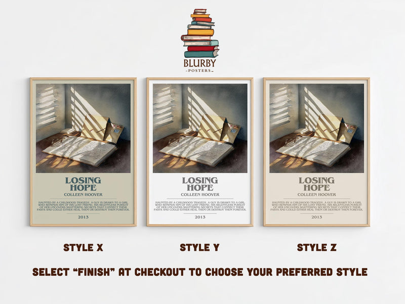 Losing Hope bookish poster colour and style options – Colleen Hoover book art