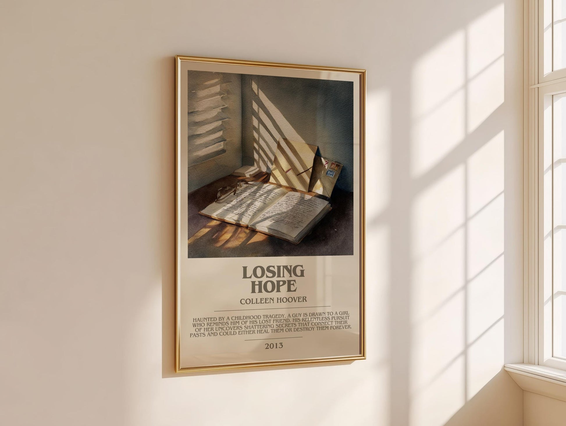 Losing Hope bookish book poster framed on wall – romance wall art