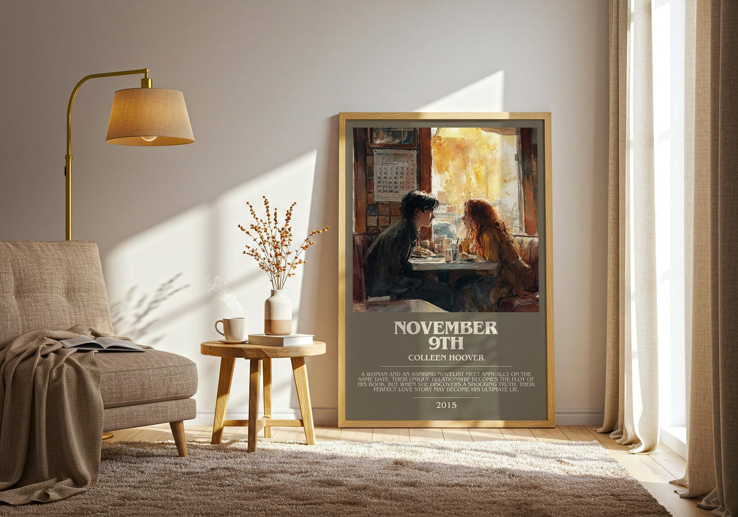 November 9 bookish print on bookshelf – Colleen Hoover fan gift