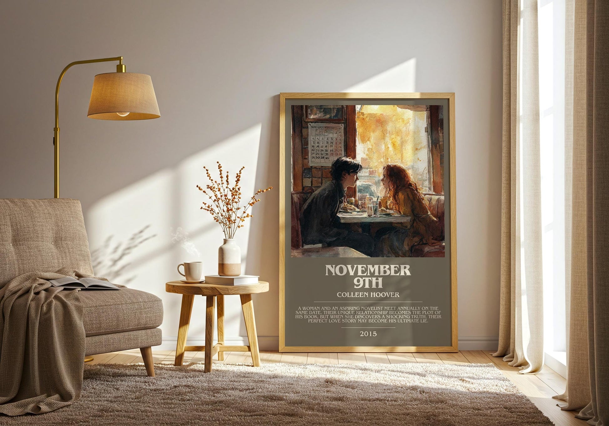 November 9 bookish print on bookshelf – Colleen Hoover fan gift