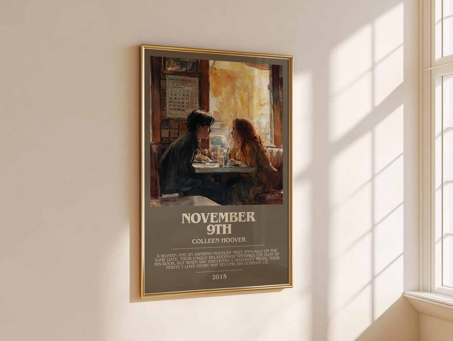 November 9 bookish book poster framed on wall – romance wall art
