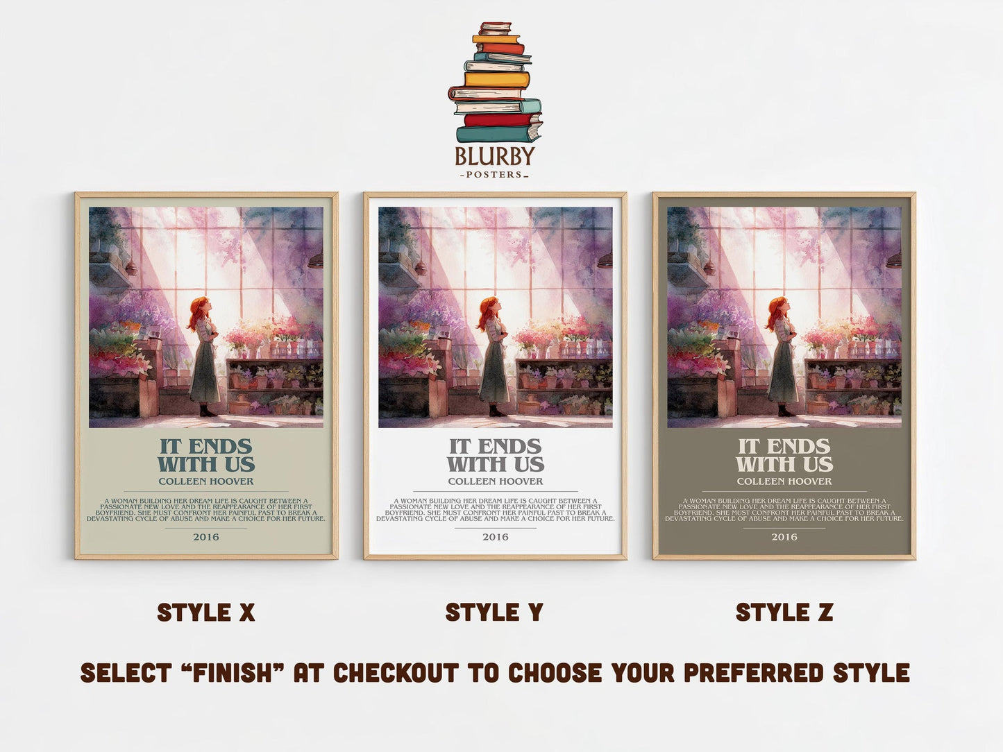 It Ends with Us bookish poster colour and style options – Colleen Hoover book art