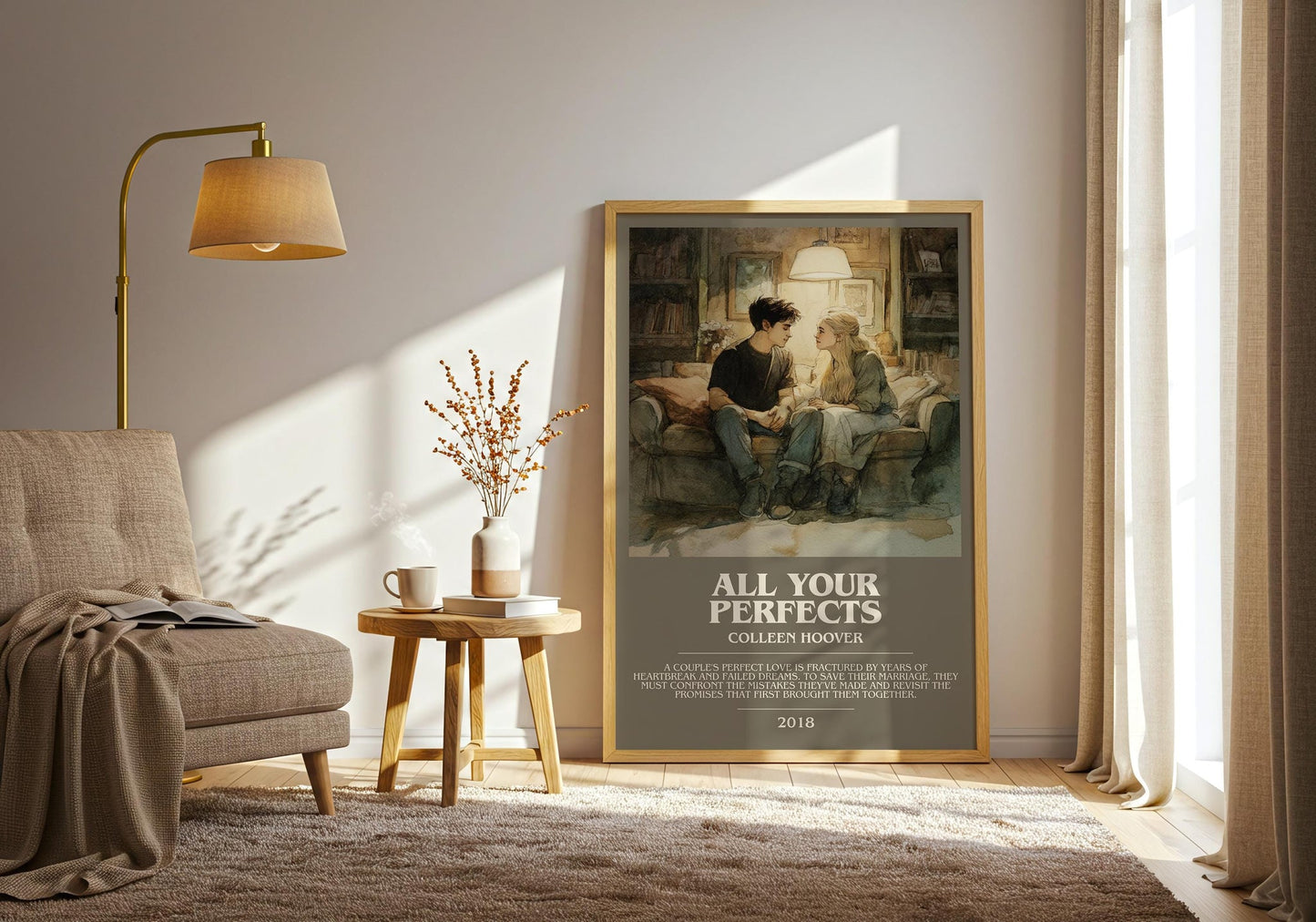 All Your Perfects bookish print on bookshelf – Colleen Hoover fan gift