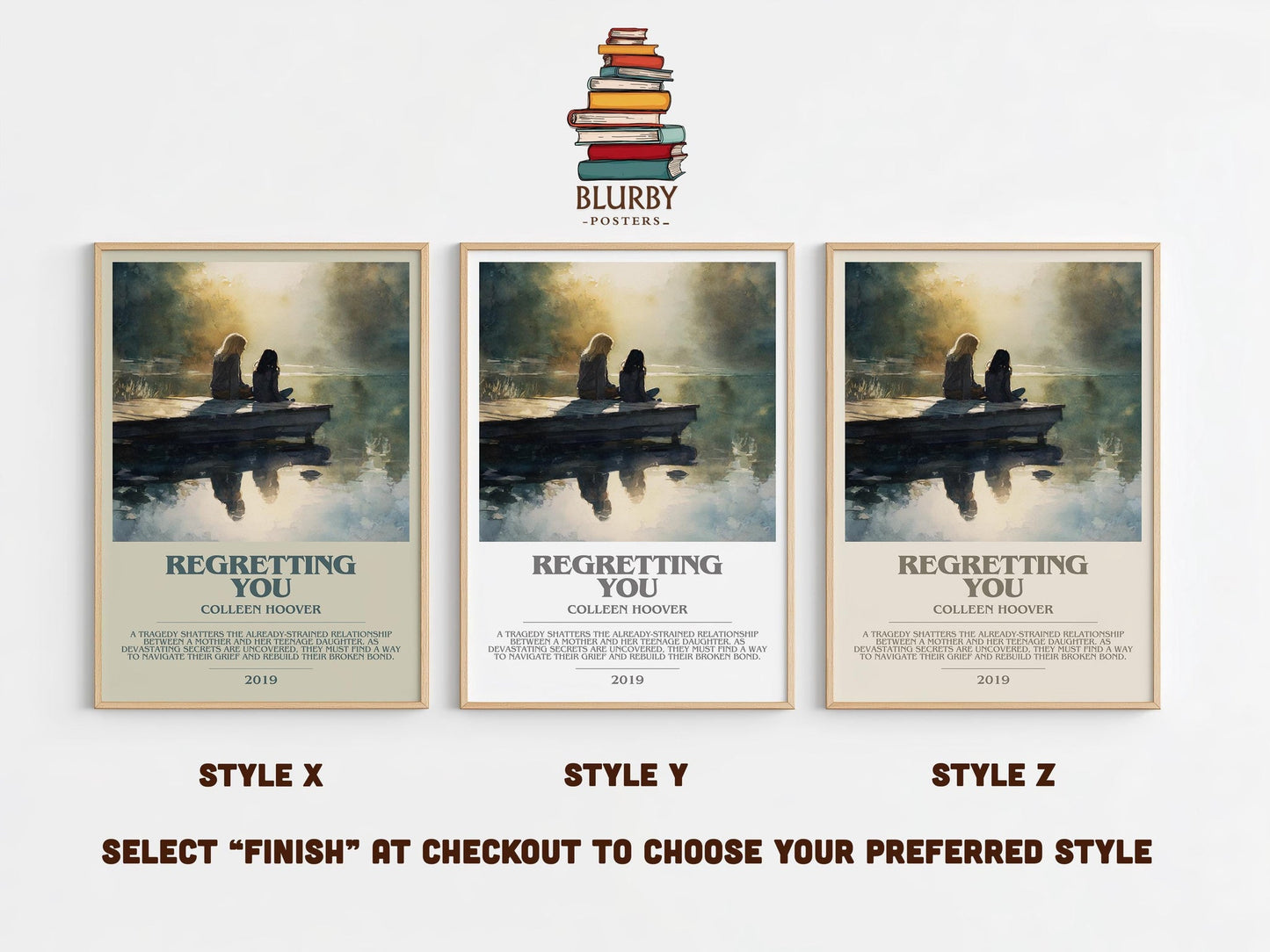 Regretting You bookish poster colour and style options – Colleen Hoover book art