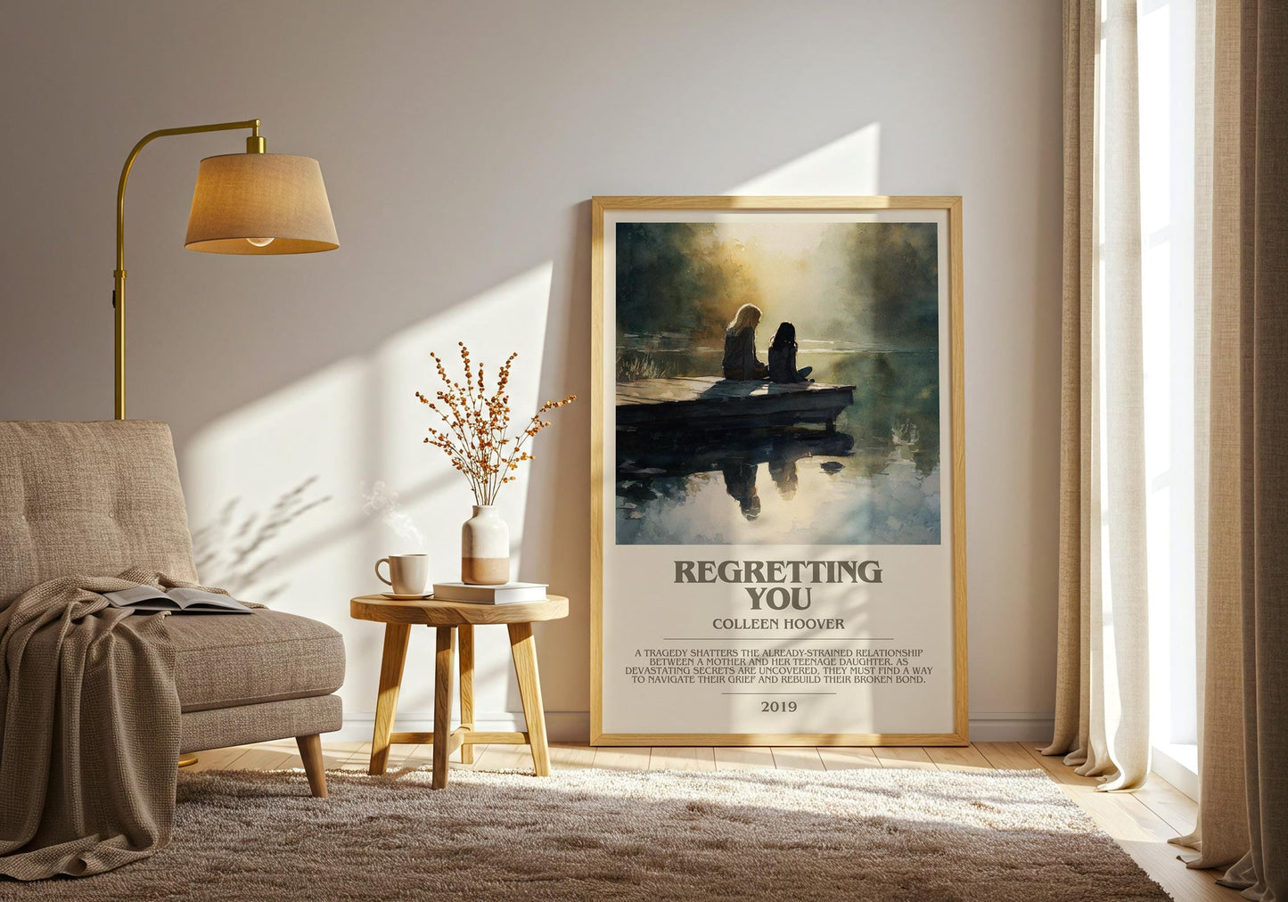 Regretting You bookish print on bookshelf – Colleen Hoover fan gift
