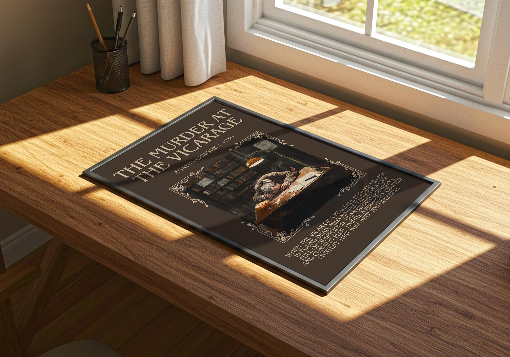 The Murder At The Vicarage by Agatha Christie | Descriptive Book Poster | Blurby