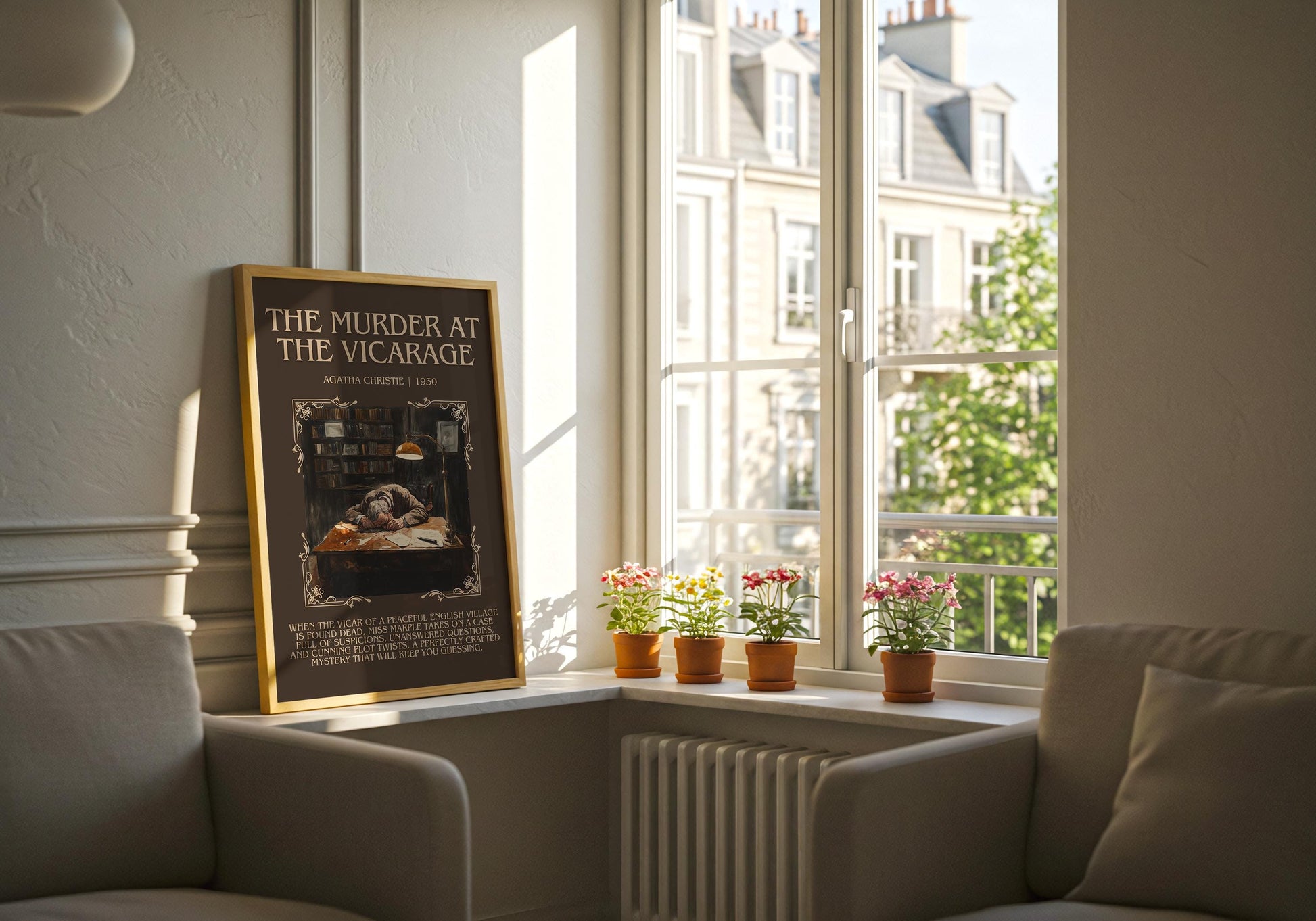 The Murder At The Vicarage by Agatha Christie | Descriptive Book Poster | Blurby