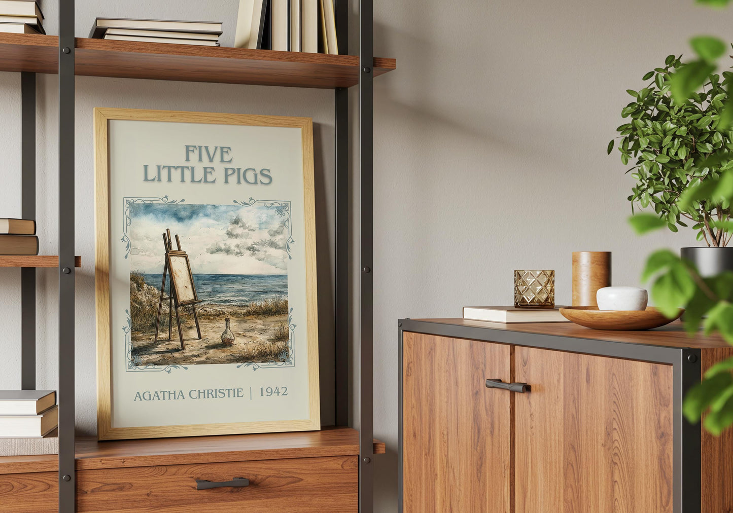 Five Little Pigs by Agatha Christie | Descriptive Book Poster | Minimalist