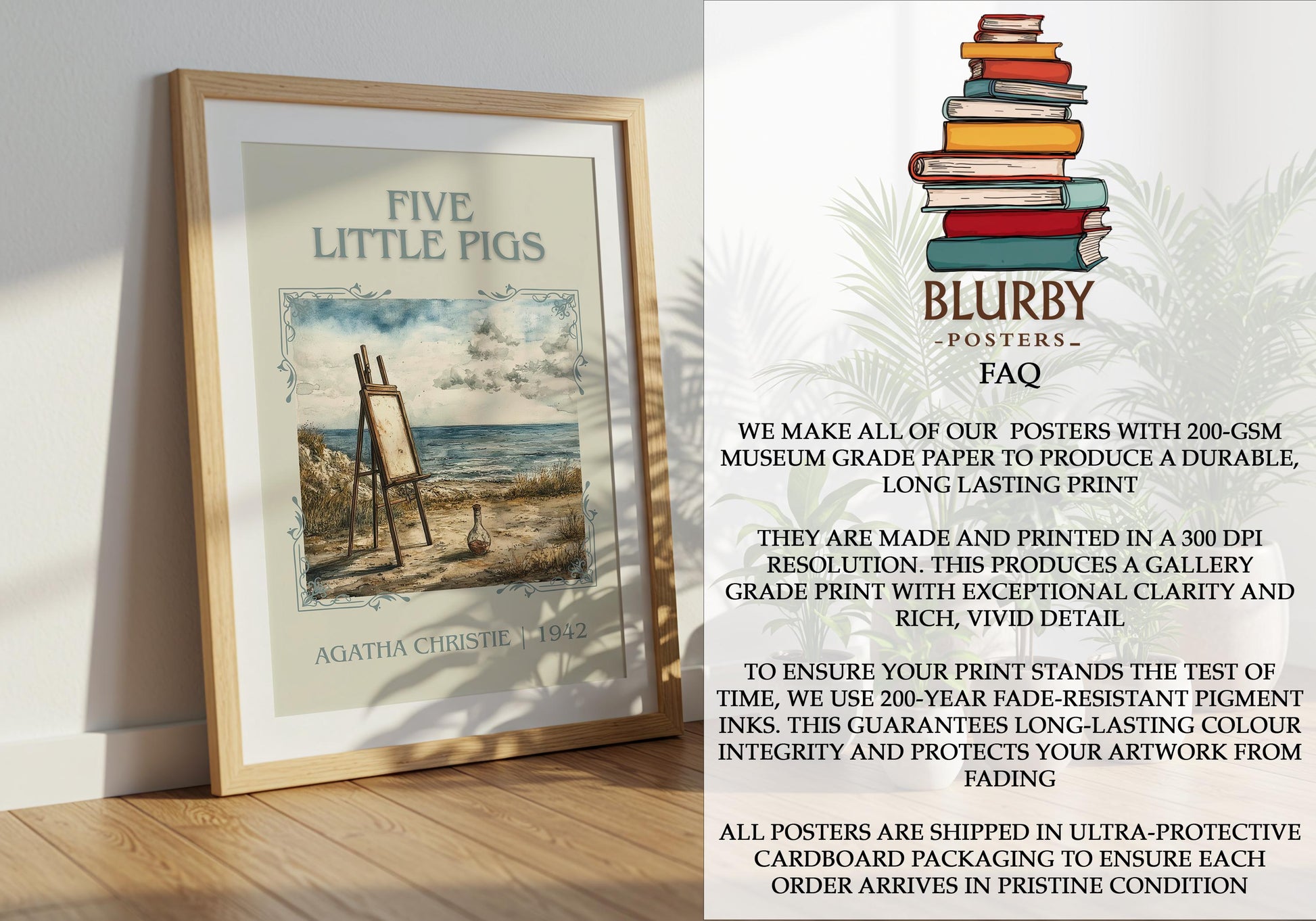 Five Little Pigs by Agatha Christie | Descriptive Book Poster | Minimalist