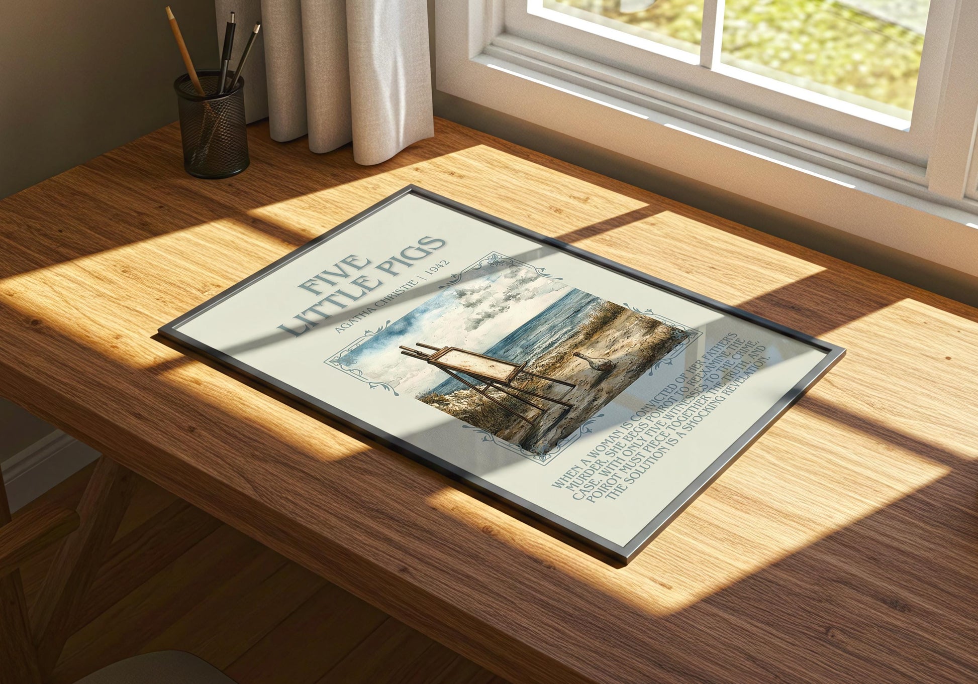 Five Little Pigs by Agatha Christie | Descriptive Book Poster | Blurby