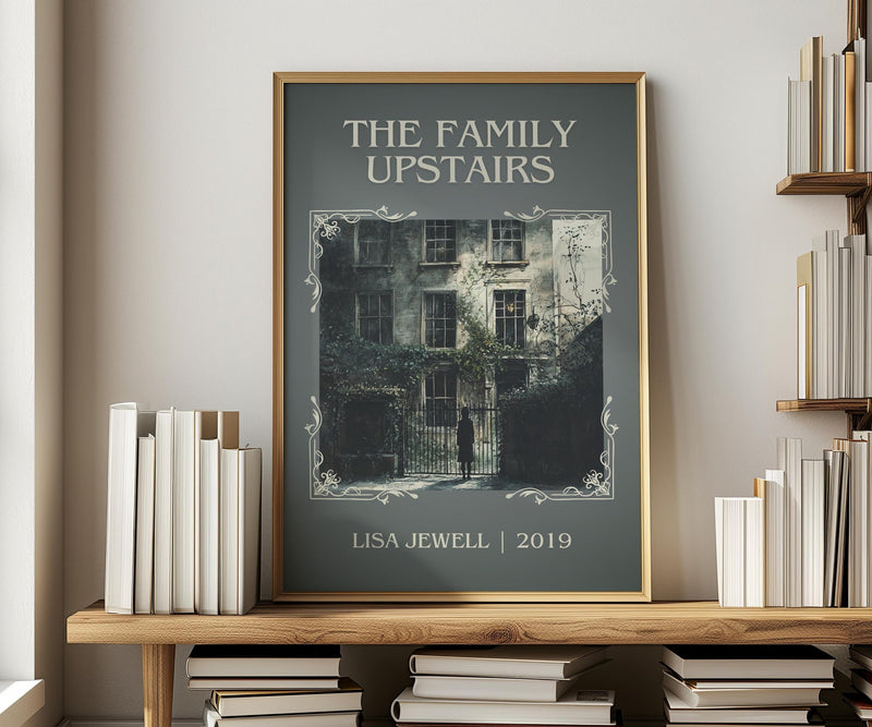 The Family Upstairs classic book art print in frame leaning in hallway – thriller wall art
