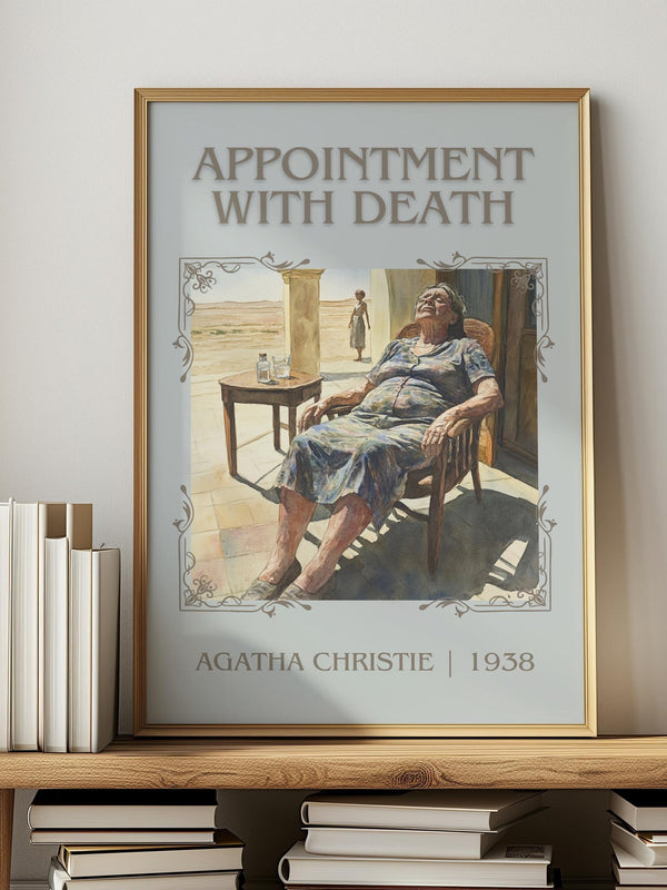 Appointment with Death classic book art print in frame leaning in hallway – mystery wall art