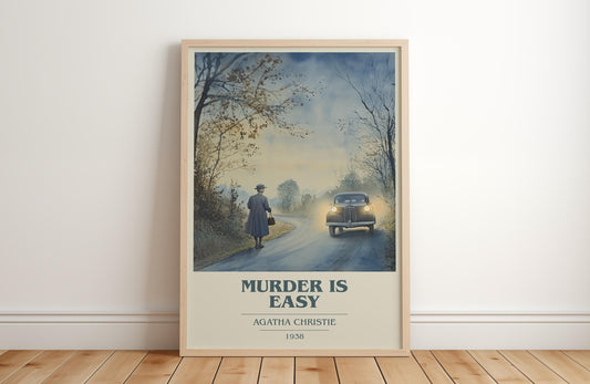 Murder is Easy by Agatha Christie Descriptive Poster Print. Free Delivery Wall Art Author & Blurb Book Artwork Novel