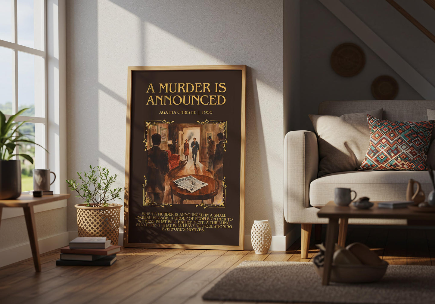 A Murder Is Announced by Agatha Christie | Descriptive Book Poster | Blurby