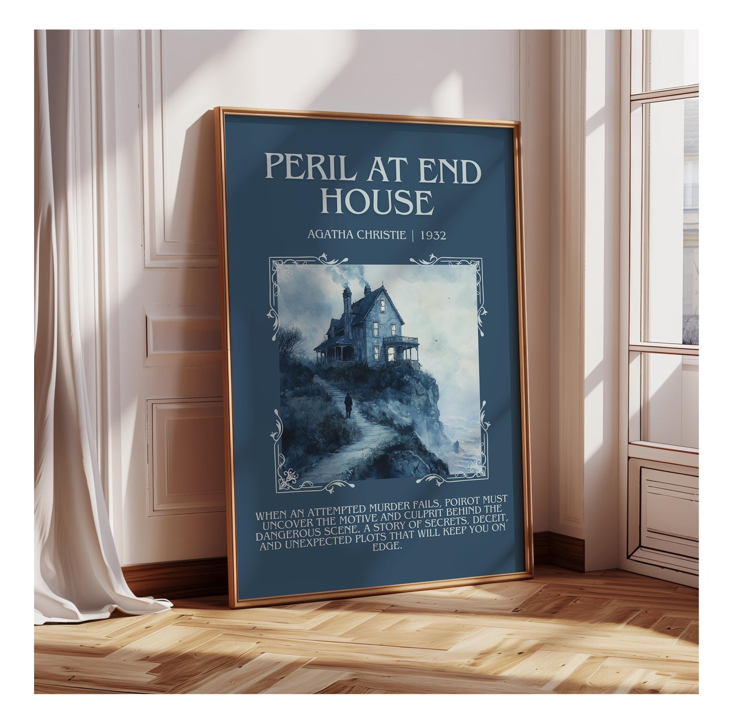 Peril At End House by Agatha Christie | Descriptive Book Poster | Blurby