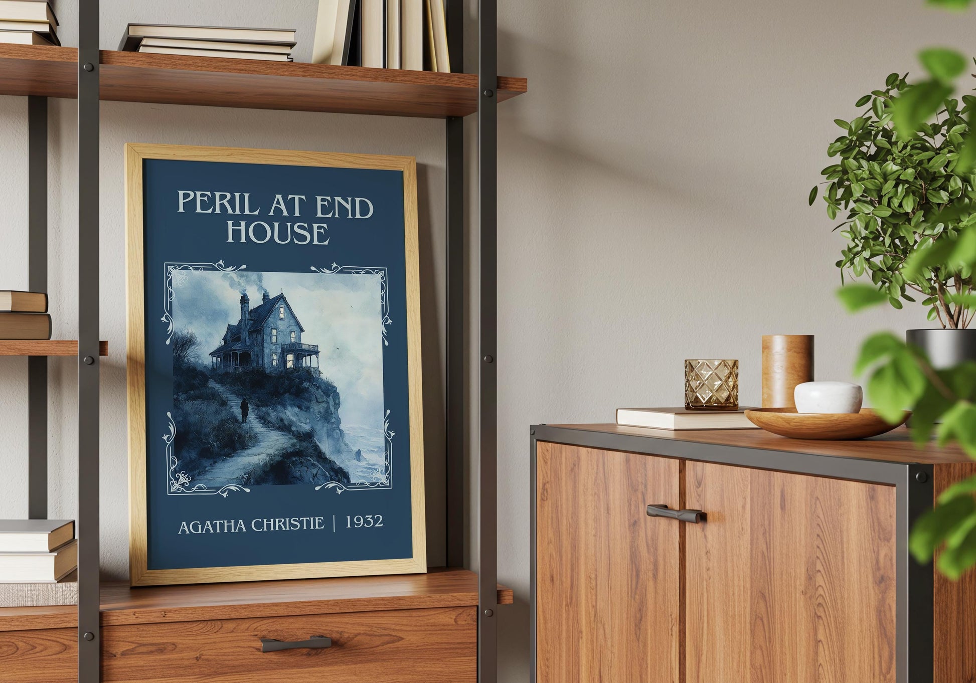 Peril At End House by Agatha Christie | Descriptive Book Poster | Minimalist