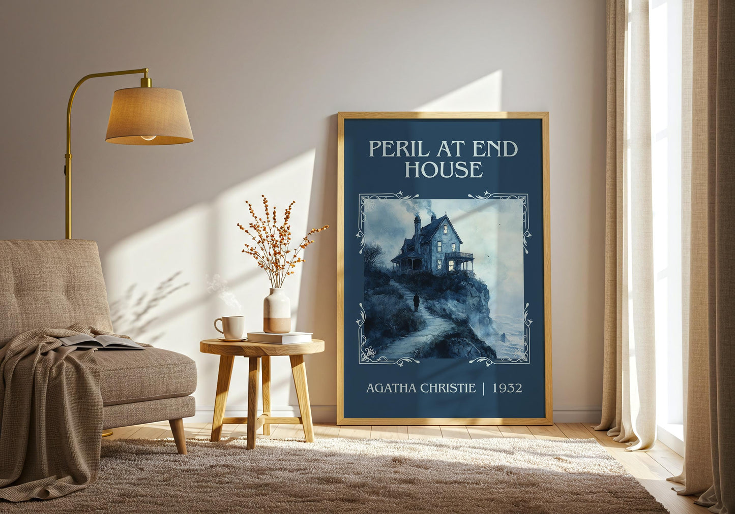Peril At End House by Agatha Christie | Descriptive Book Poster | Minimalist