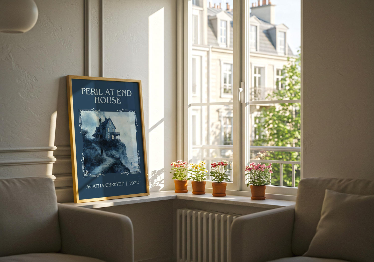 Peril At End House by Agatha Christie | Descriptive Book Poster | Minimalist