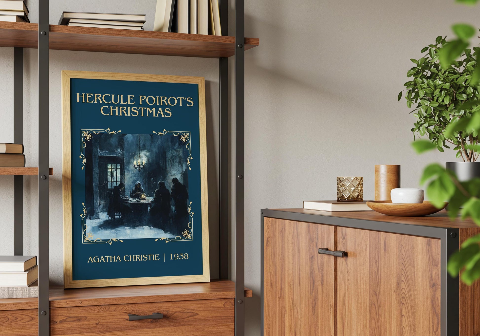 Hercule Poirot's Christmas by Agatha Christie | Descriptive Book Poster | Minimalist