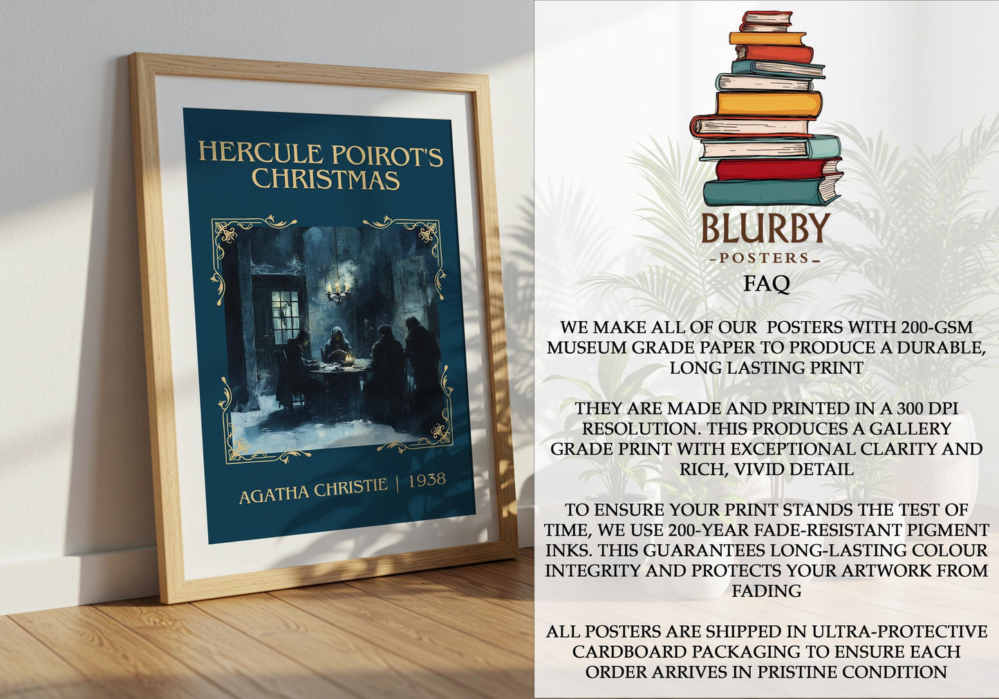 Hercule Poirot's Christmas by Agatha Christie | Descriptive Book Poster | Minimalist