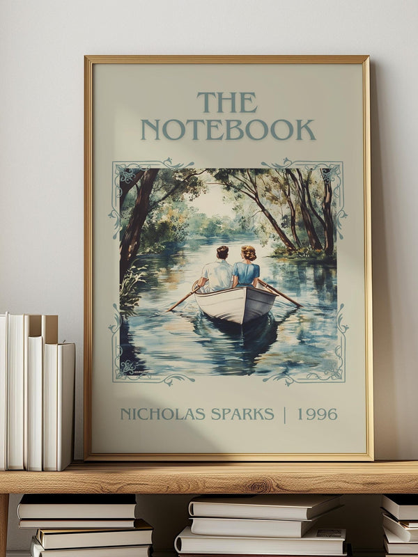 The Notebook classic book art print in frame leaning in hallway – romance wall art