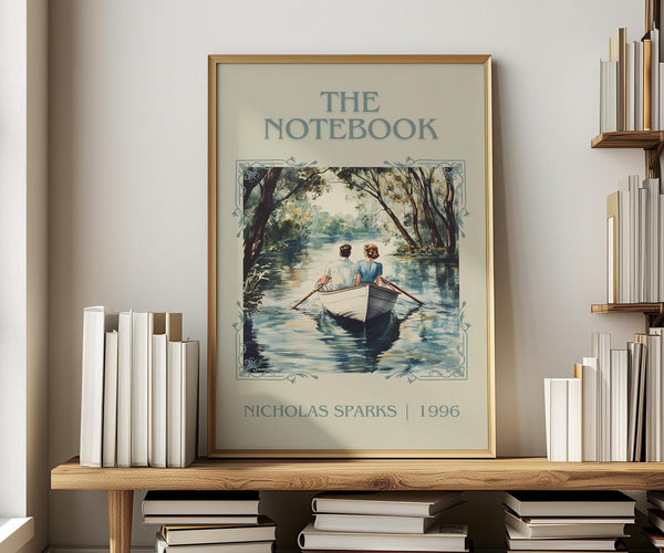 The Notebook classic book art print in frame leaning in hallway – romance wall art