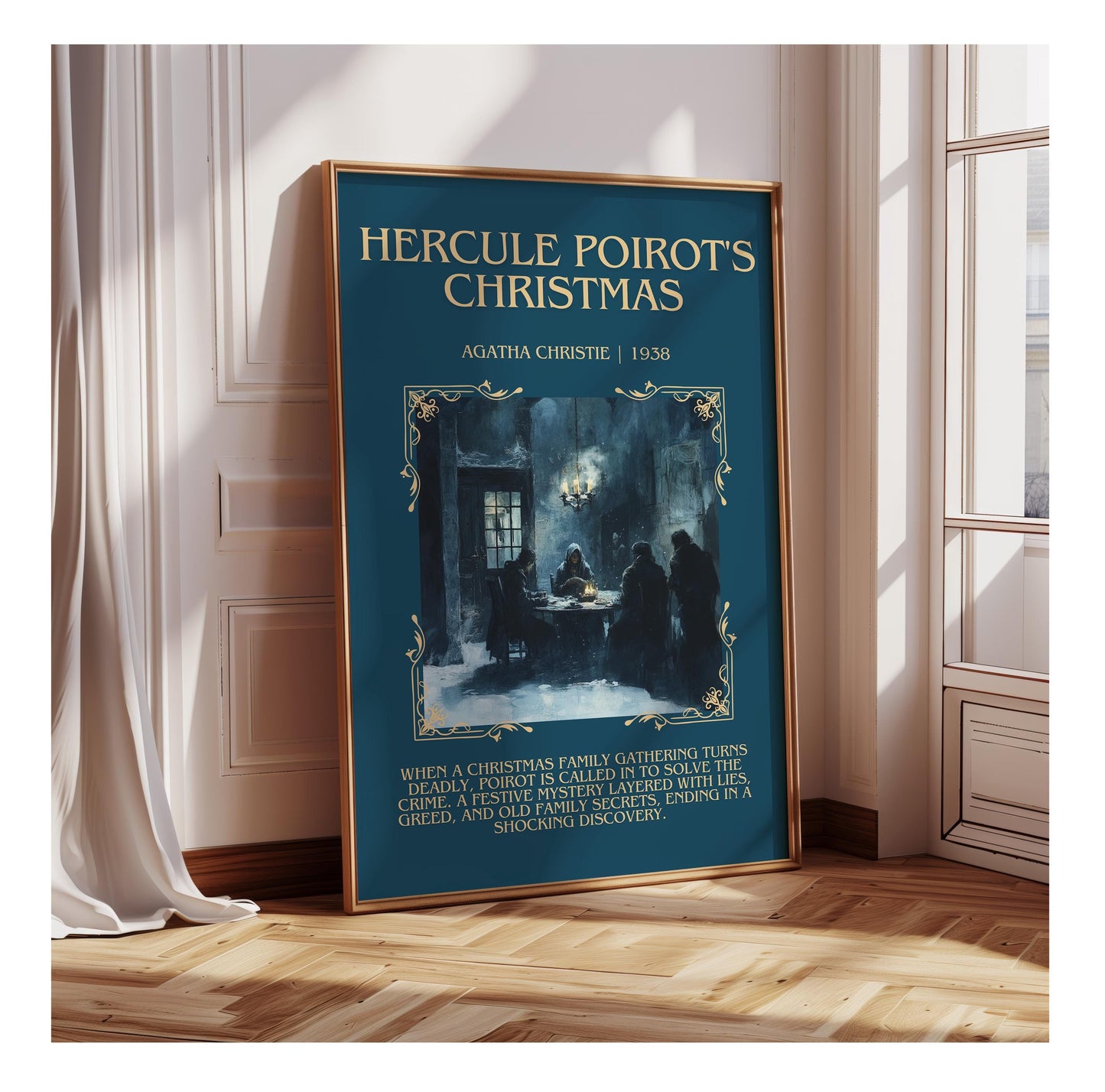 Hercule Poirot's Christmas by Agatha Christie | Descriptive Book Poster | Blurby
