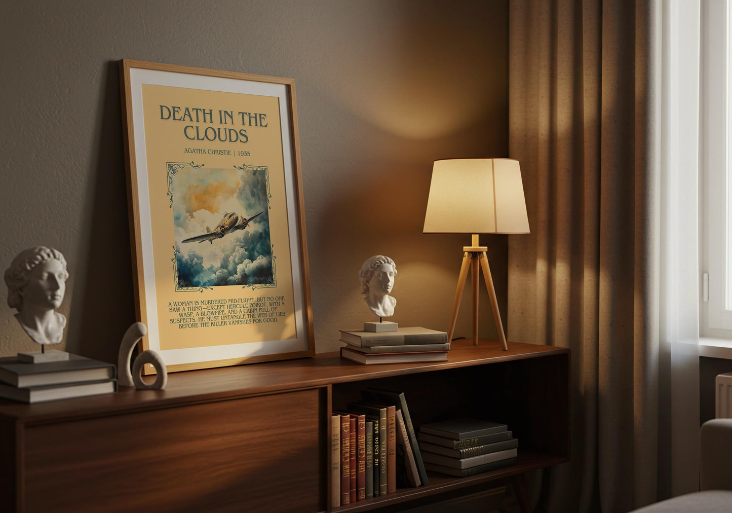 Death In The Clouds by Agatha Christie | Descriptive Book Poster | Blurby