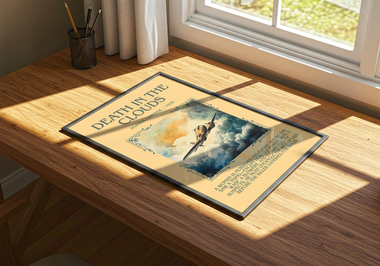 Death In The Clouds by Agatha Christie | Descriptive Book Poster | Blurby