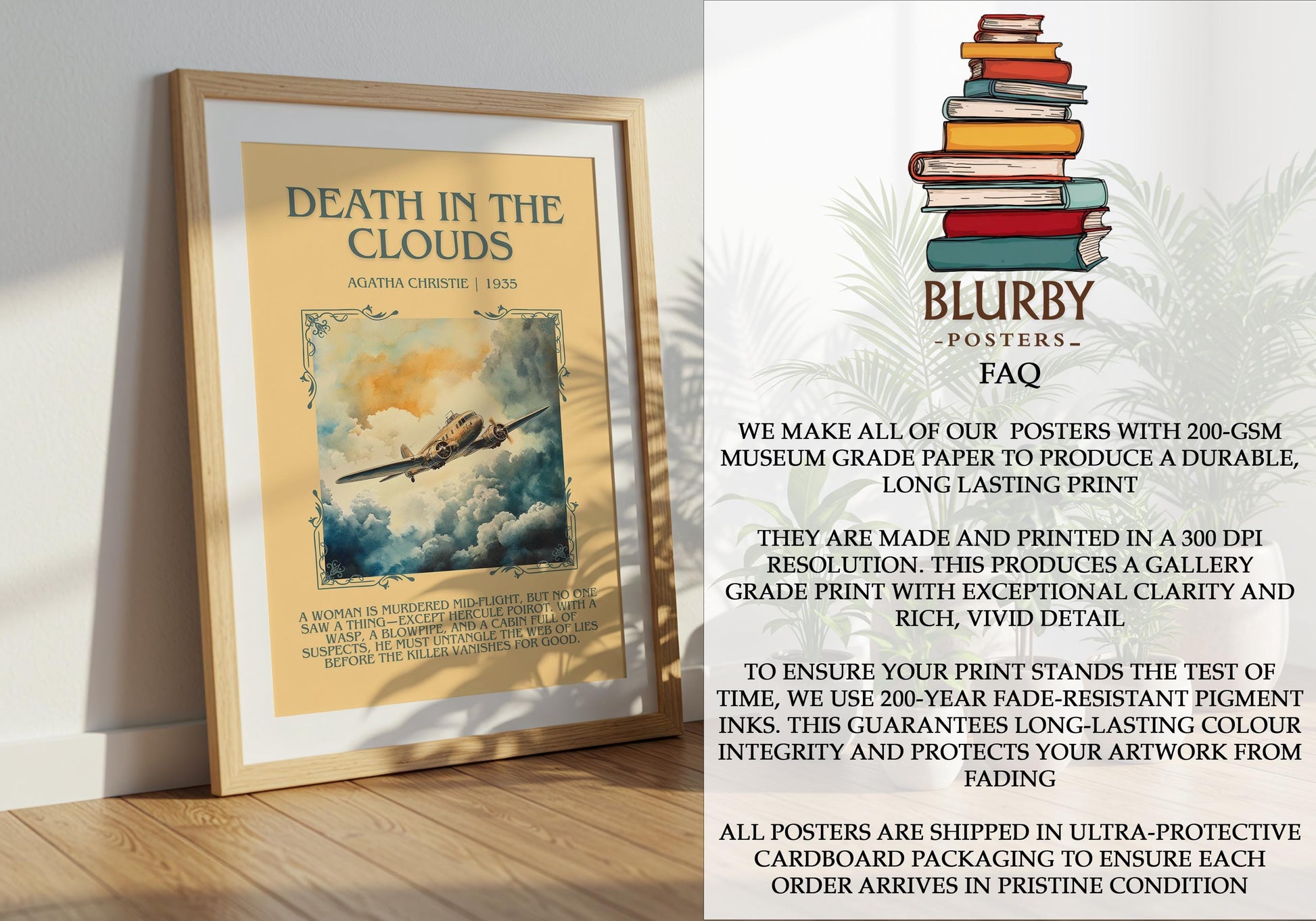 Death In The Clouds by Agatha Christie | Descriptive Book Poster | Blurby