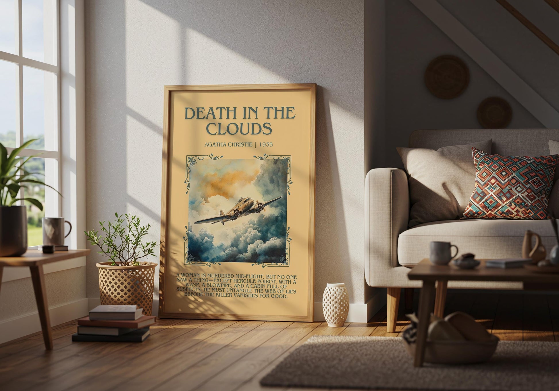 Death In The Clouds by Agatha Christie | Descriptive Book Poster | Blurby